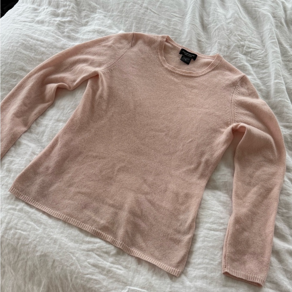 Lord & Taylor 100% Cashmere Baby Pink Crew Neck Vintage Sweater Size S
